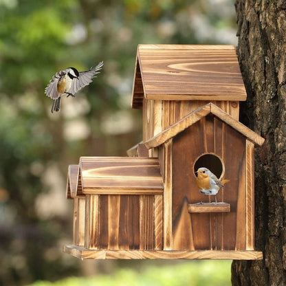 NatureNest handgemaakt houten vogelhuisje voor tuinwildlife en buitendecoratie