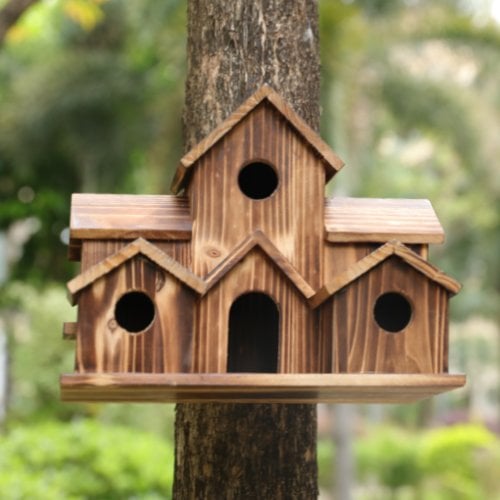 NatureNest handgemaakt houten vogelhuisje voor tuinwildlife en buitendecoratie