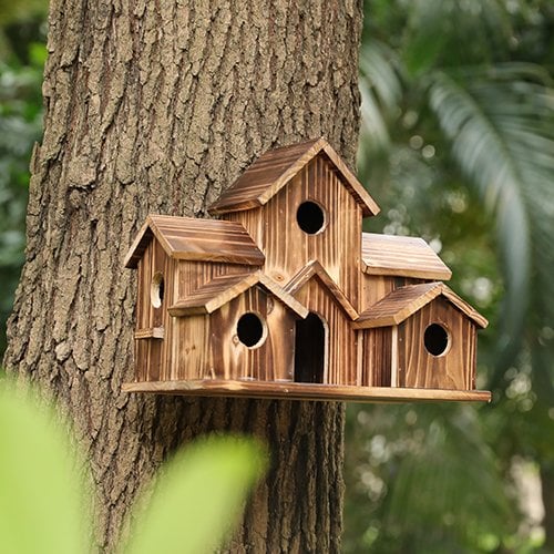 NatureNest handgemaakt houten vogelhuisje voor tuinwildlife en buitendecoratie