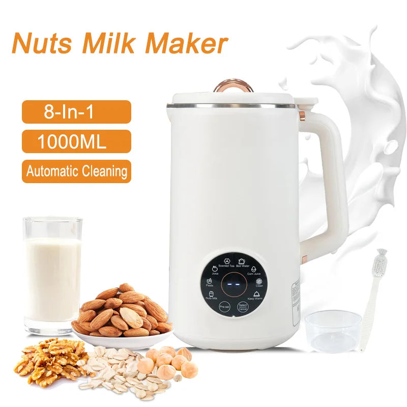 NutriBlend 8-in-1 plantaardige melk maker – 1000ml automatische zuivelvrije drankmachine