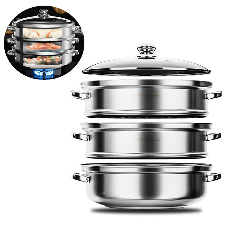 NutriSteam 3-laags stoompan van roestvrij staal voor gezond koken