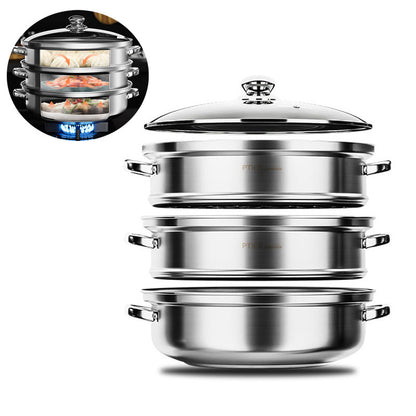 NutriSteam 3-laags stoompan van roestvrij staal voor gezond koken