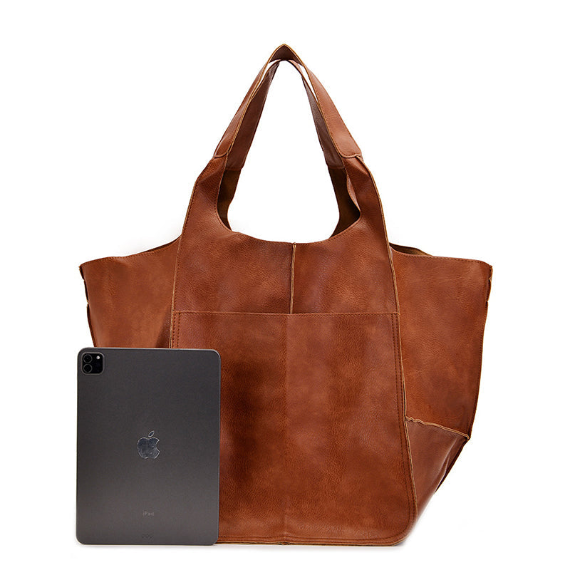 Oversized leren weekendtas stijlvolle reistas