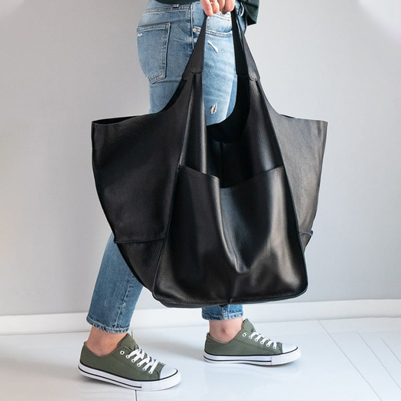 Oversized leren weekendtas stijlvolle reistas