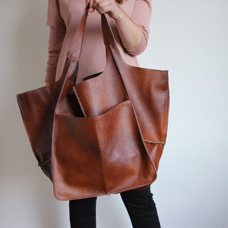 Oversized leren weekendtas stijlvolle reistas