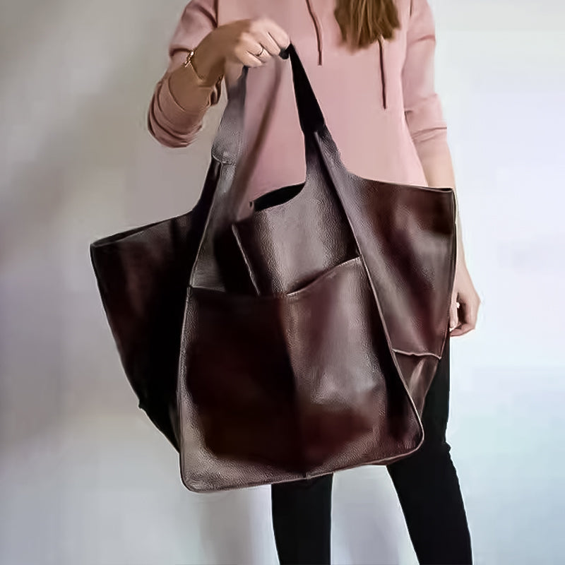 Oversized leren weekendtas stijlvolle reistas