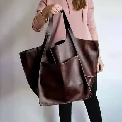 Oversized leren weekendtas stijlvolle reistas