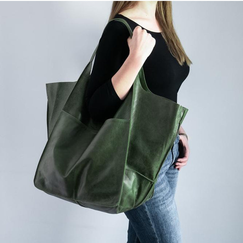 Oversized leren weekendtas stijlvolle reistas