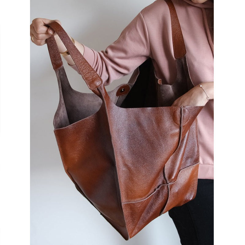 Oversized leren weekendtas stijlvolle reistas