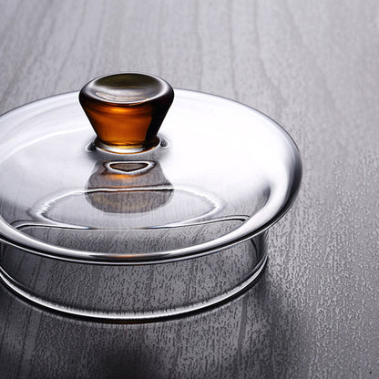 Pindefang glazen theepot met infuser en gouden handvat hittebestendig ontwerp