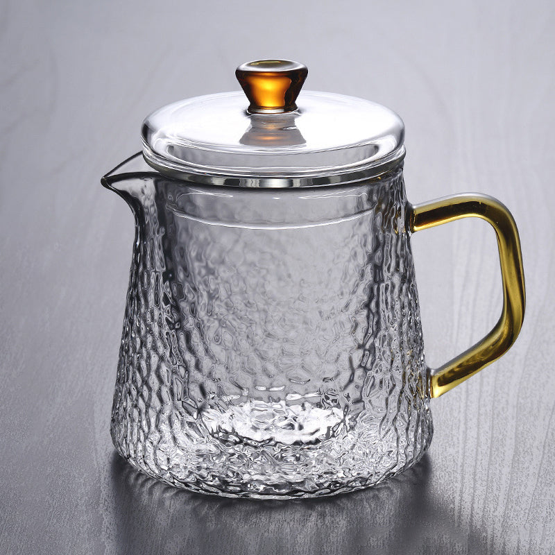 Pindefang glazen theepot met infuser en gouden handvat hittebestendig ontwerp