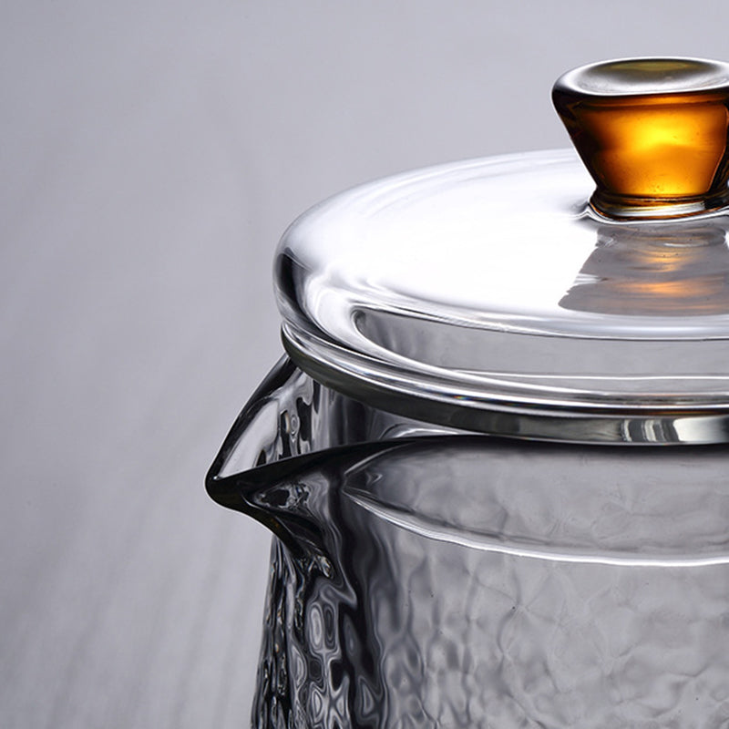 Pindefang glazen theepot met infuser en gouden handvat hittebestendig ontwerp