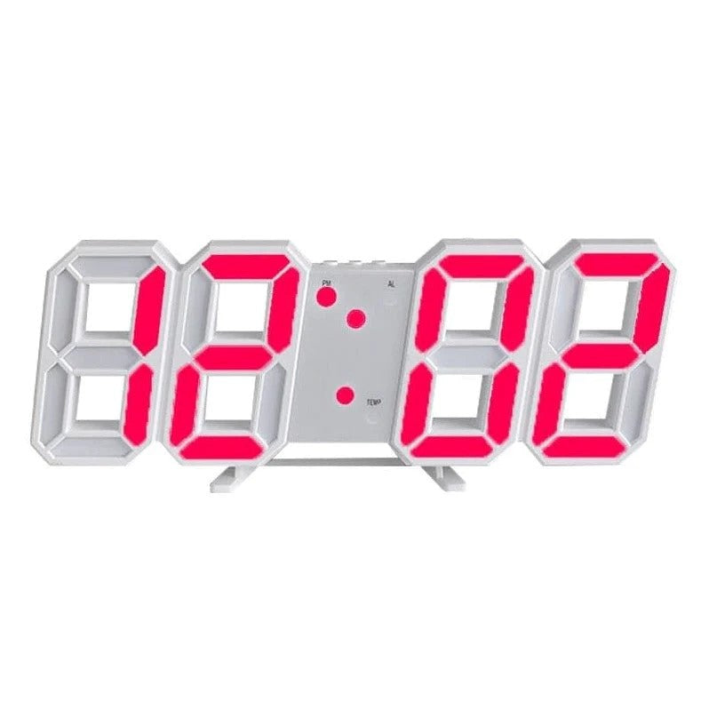 PixelTime 3D LED digitale wandklok met temperatuur, datum en alarm