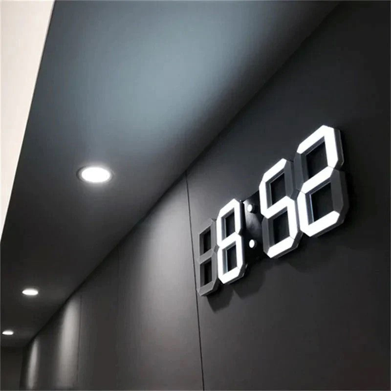 PixelTime 3D LED digitale wandklok met temperatuur, datum en alarm