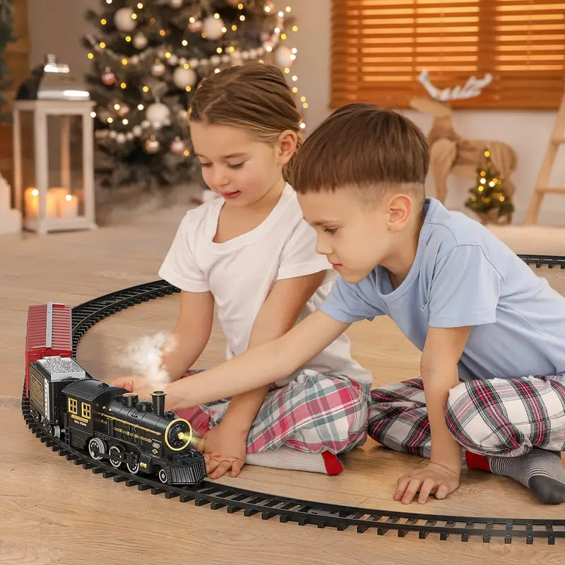 PlayTrain Klassieke Stoomtrein Set – Kinderspoorwegspeelgoed voor Creatief Spel
