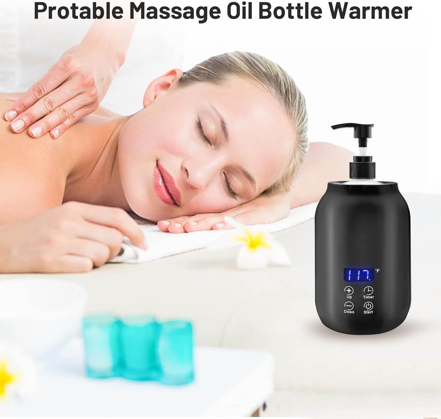 Draagbare elektrische massageolieverwarmer digitale temperatuurregeling