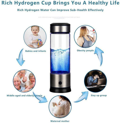 Draagbare Waterstof Waterfles met Oplaadbare Ionisator