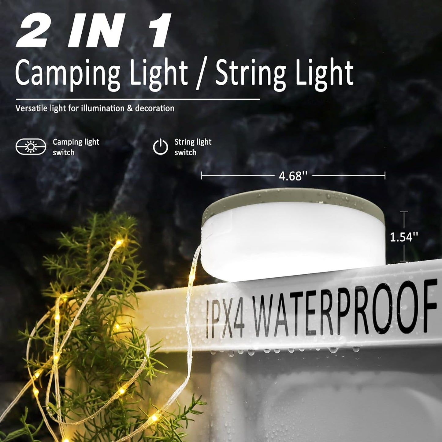 Draagbare LED Camping Sfeerverlichting USB Oplaadbaar Waterdicht 10m Sfeerverlichting