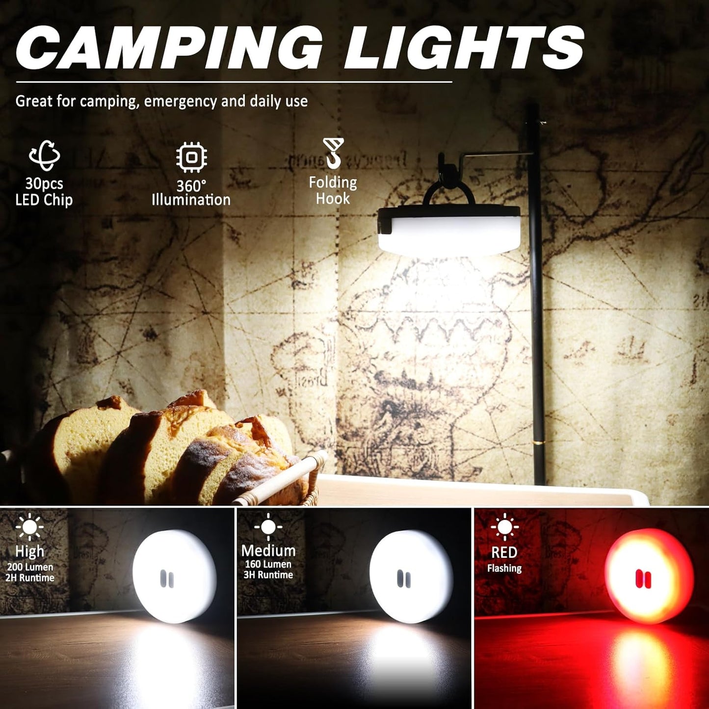 Draagbare LED Camping Sfeerverlichting USB Oplaadbaar Waterdicht 10m Sfeerverlichting