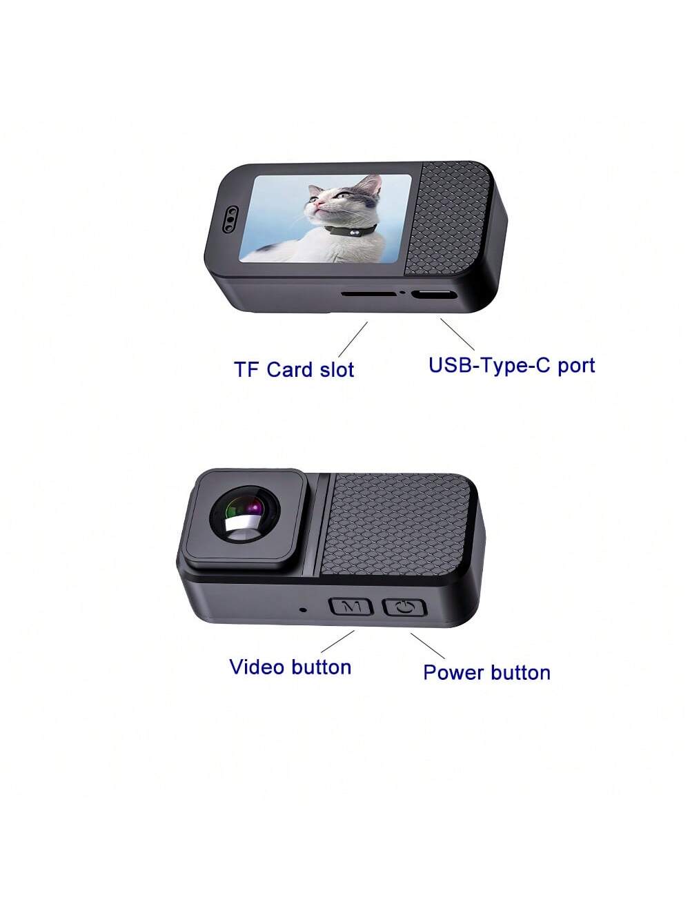 Draagbare huisdiercamera 1080P HD groothoek halsbandcamera