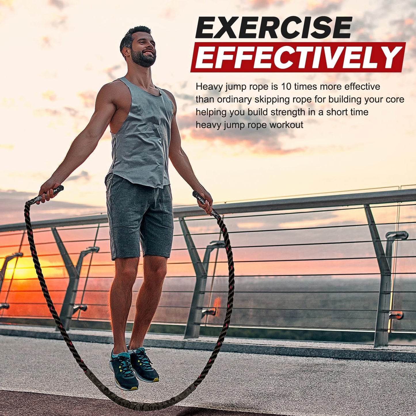 PowerJump verstelbaar verzwaard springtouw voor kracht- en cardiotraining