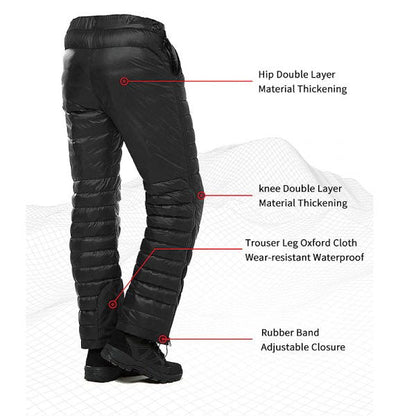 Premium outdoor thermische ganzendons broek – waterdichte & winddichte winterbroek voor wandelen, kamperen & skiën