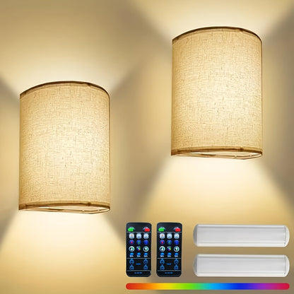 RadiantWall draadloze wandlampen 2 stuks oplaadbare LED-lampen met afstandsbediening