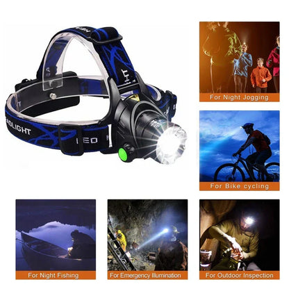 Oplaadbare LED hoofdlamp waterdicht zoom buitenlamp