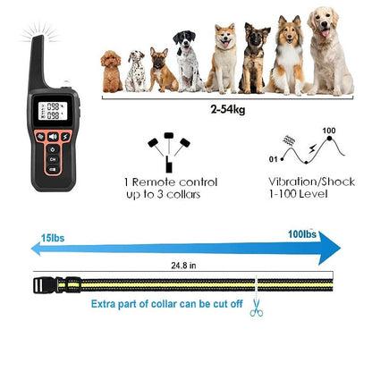 Oplaadbare waterdichte honden trainingshalsband 1000m bereik