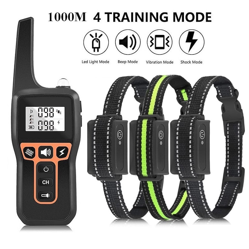 Oplaadbare waterdichte honden trainingshalsband 1000m bereik