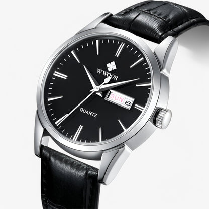 Renzo klassieke luxe leren horloge heren elegante quartz polshorloge tijdloos dress horloge