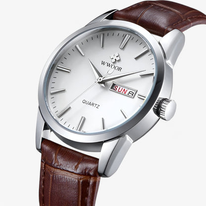 Renzo klassieke luxe leren horloge heren elegante quartz polshorloge tijdloos dress horloge