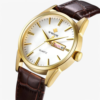Renzo klassieke luxe leren horloge heren elegante quartz polshorloge tijdloos dress horloge