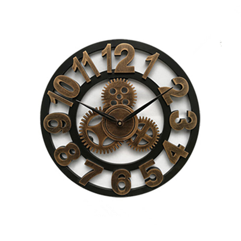 Retro Industrieel Houten Tandwiel Wandklok Decoratief Stil Woonaccent
