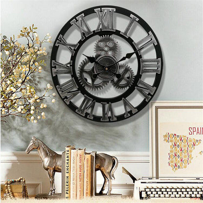Retro Industrieel Houten Tandwiel Wandklok Decoratief Stil Woonaccent