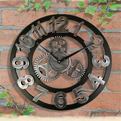 Retro Industrieel Houten Tandwiel Wandklok Decoratief Stil Woonaccent
