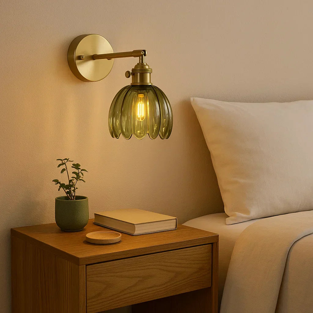 Retro wandlamp glazen tulpenkap vintage wandlamp
