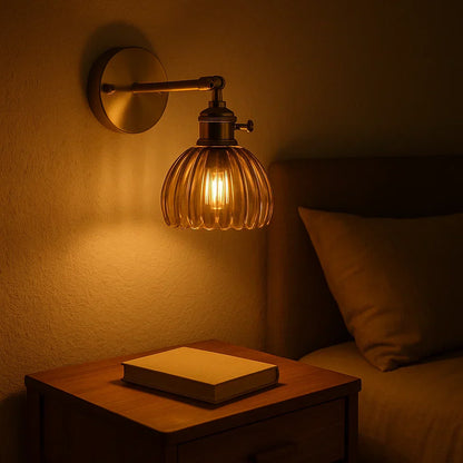 Retro wandlamp glazen tulpenkap vintage wandlamp