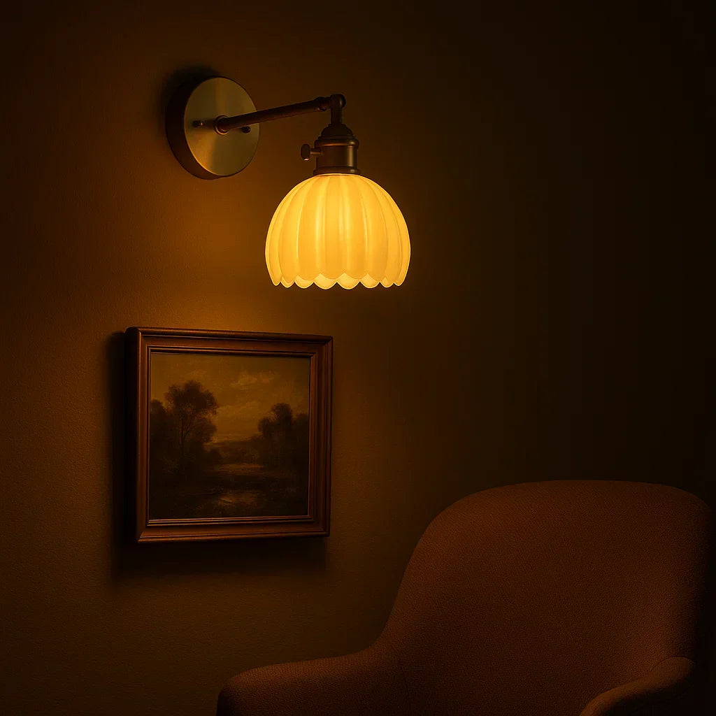 Retro wandlamp glazen tulpenkap vintage wandlamp