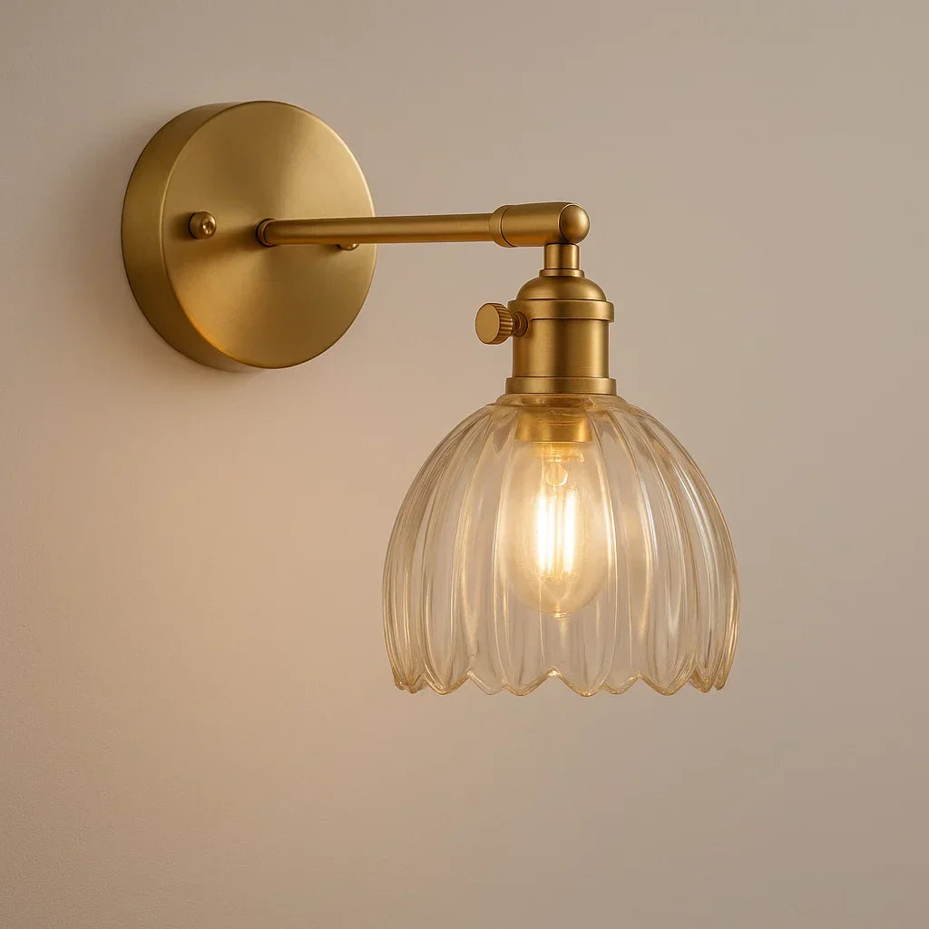 Retro wandlamp glazen tulpenkap vintage wandlamp