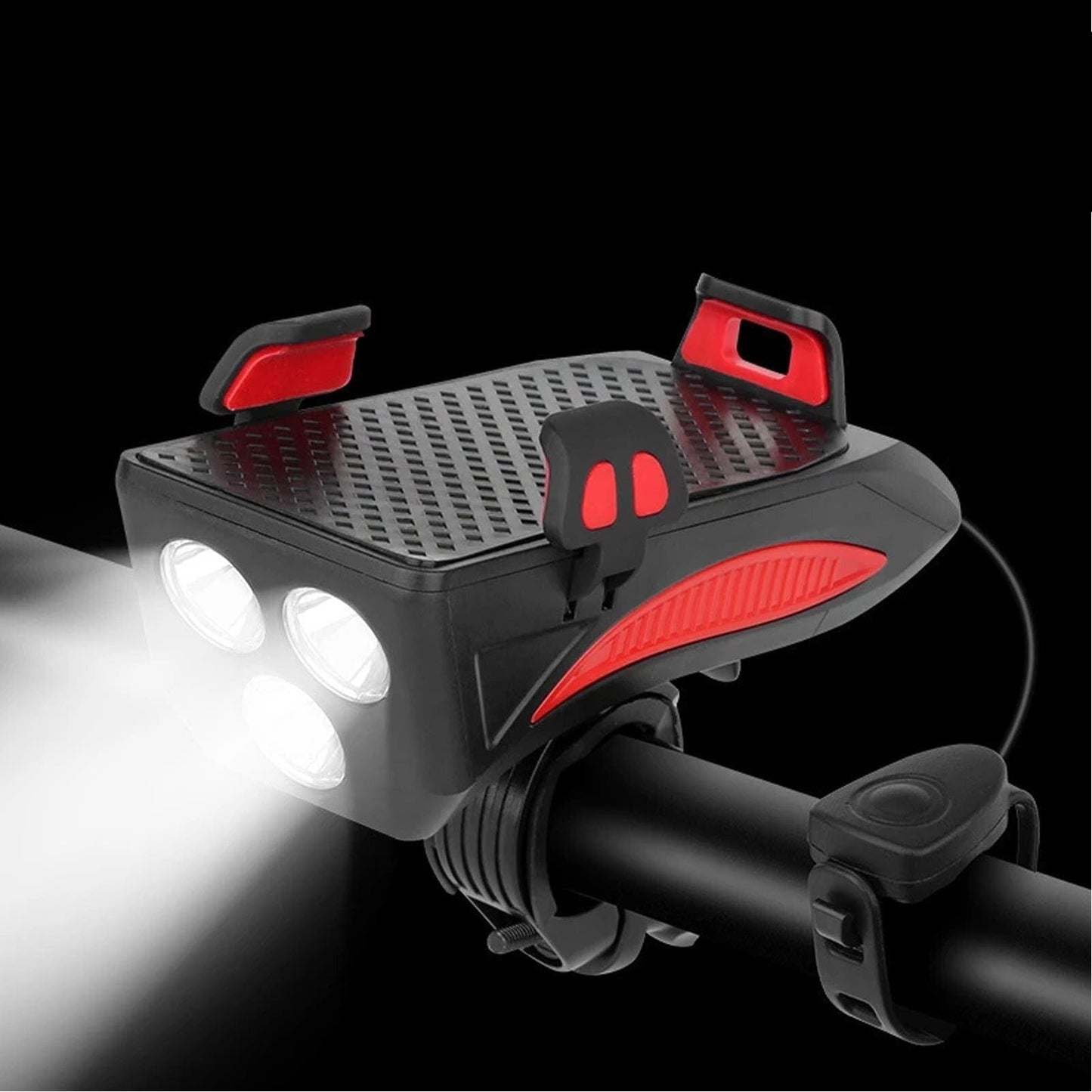 RideLight 4-in-1 Fietslamp met Telefoonhouder Powerbank en Toeter