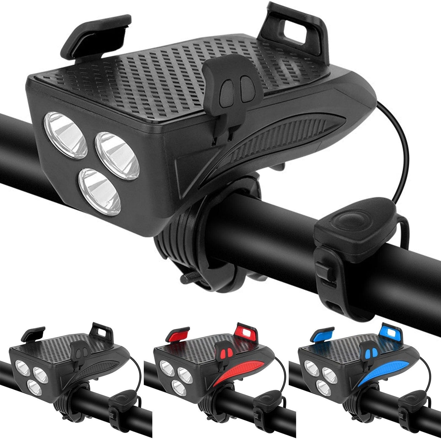 RideLight 4-in-1 Fietslamp met Telefoonhouder Powerbank en Toeter