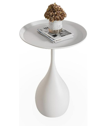 Ronde metalen zuil bijzettafel met modern minimalistisch ontwerp en duurzame ijzeren constructie