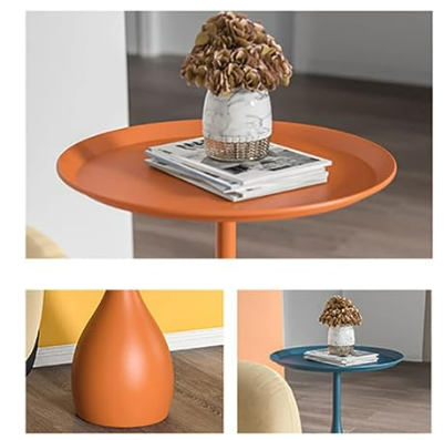 Ronde metalen zuil bijzettafel met modern minimalistisch ontwerp en duurzame ijzeren constructie