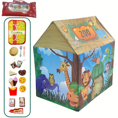 Safari jungle speeltent met dierenthema en burger-speelset