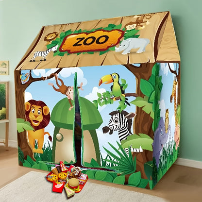 Safari jungle speeltent met dierenthema en burger-speelset