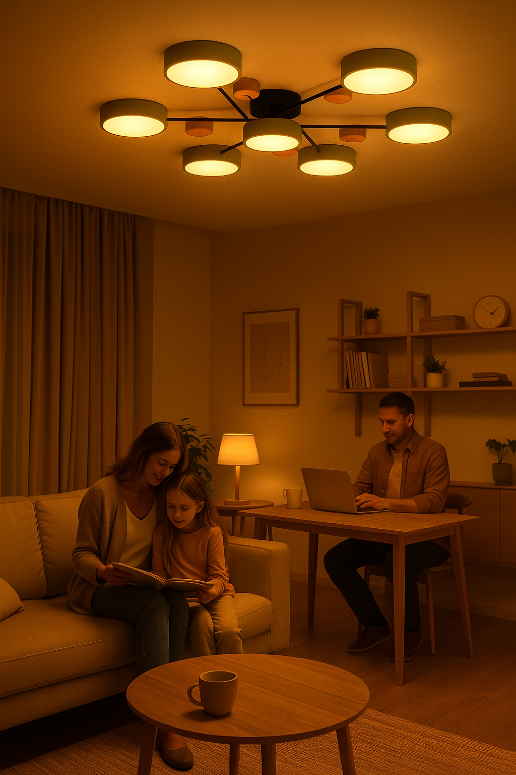 Scandinavische LED plafondlamp – modern takkenontwerp warm wit licht