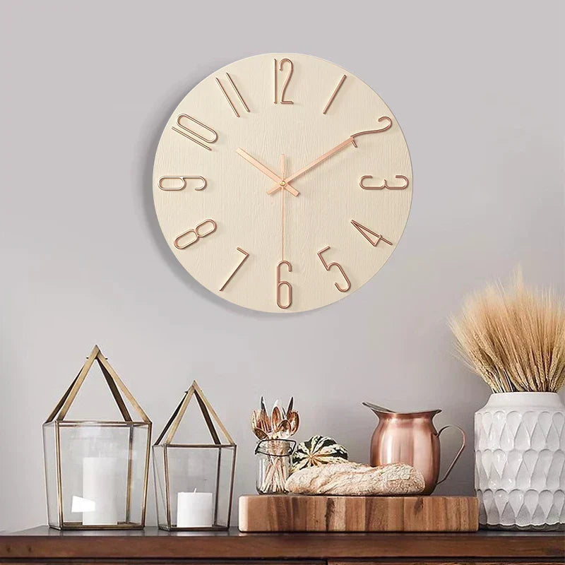 Scandinavische Houten Wandklok Stil Frameloos Minimalistisch Ontwerp