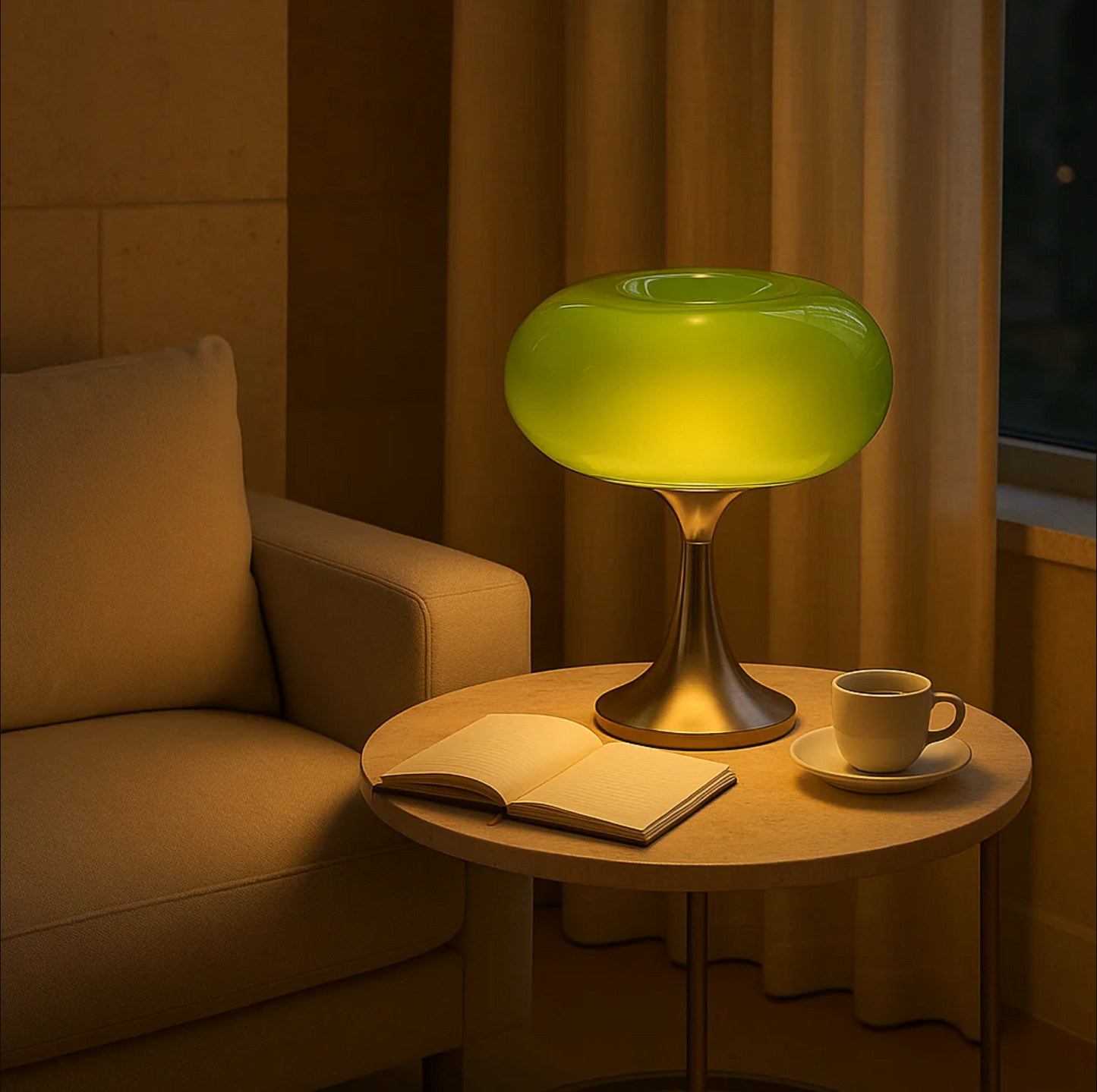 RetroGlow Bauhaus glazen tafellamp warme sfeerverlichting