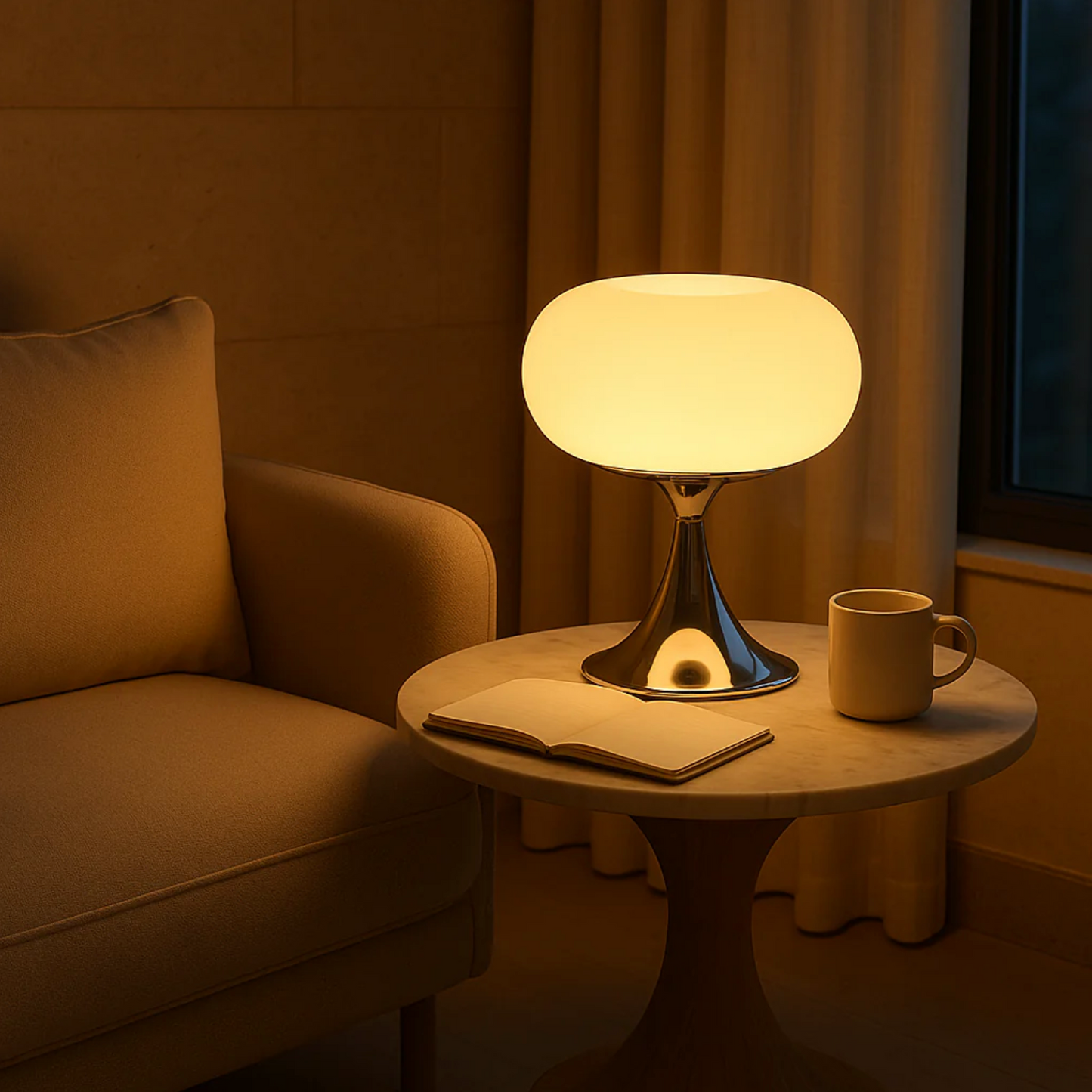 RetroGlow Bauhaus glazen tafellamp warme sfeerverlichting